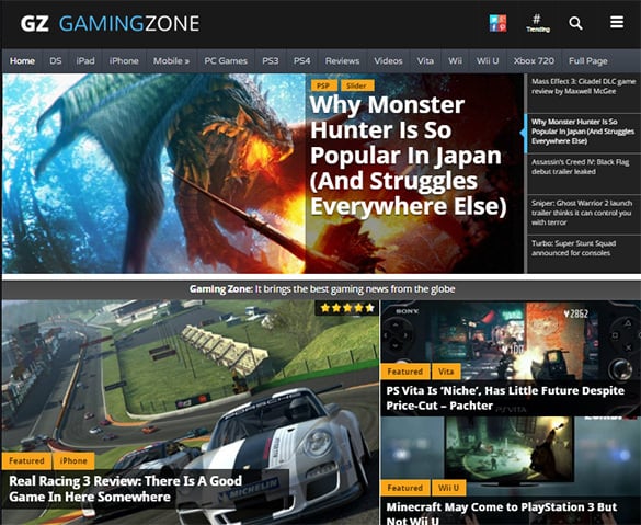 gaming zone php website template