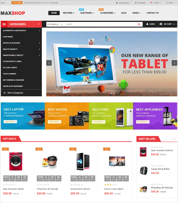 electronic responsive online store opencart theme