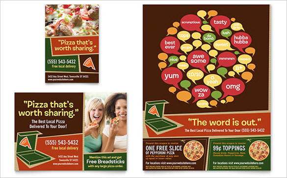 pizza pizzeria restaurant flyer ad template