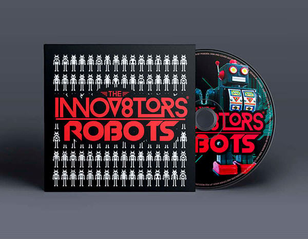 robots cd album cover psd template