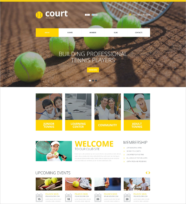 tennis sport club flash cms template 69