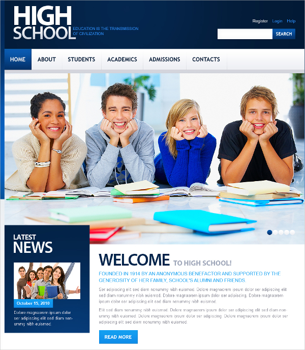 high school education flash cms template 69