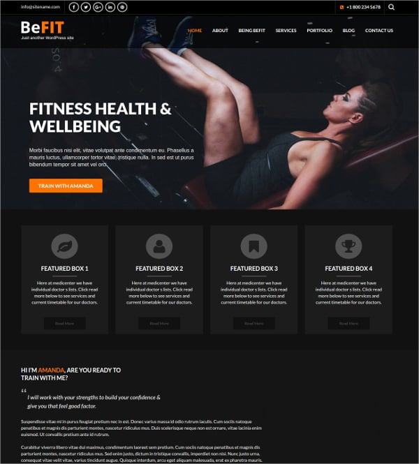 free fitness personal trainer wordpress theme