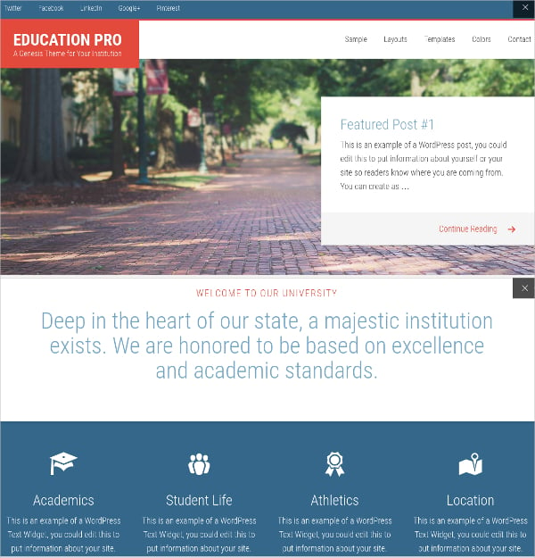 education institutiion landing page template
