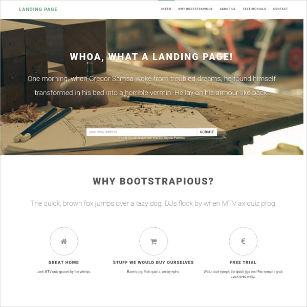 bootstrap landing page theme