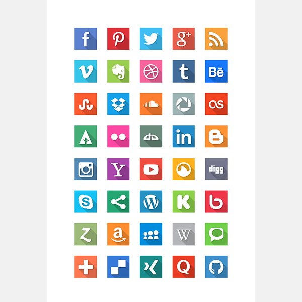 0 social media flat icons