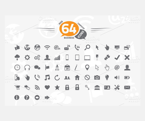 64 web business and computer icons