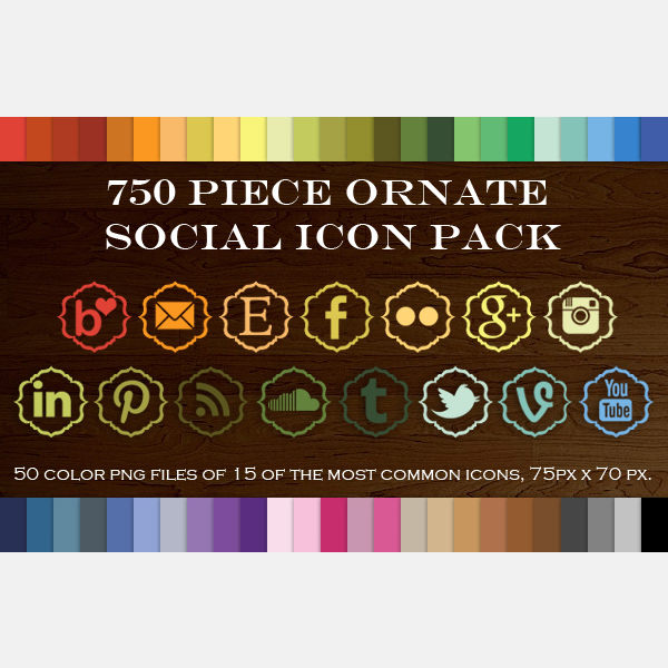 0 piece ornate social icon pack