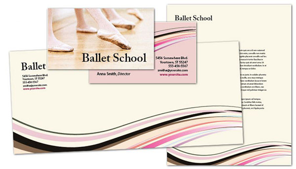 ballet dance school envelope design detail