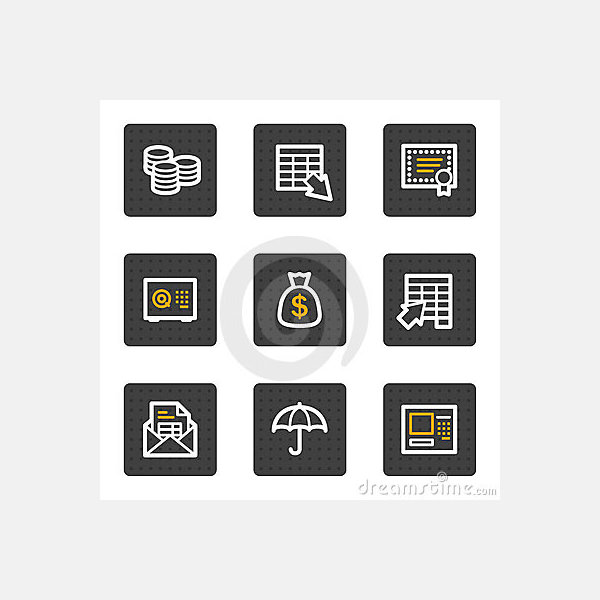 banking web icons grey buttons series
