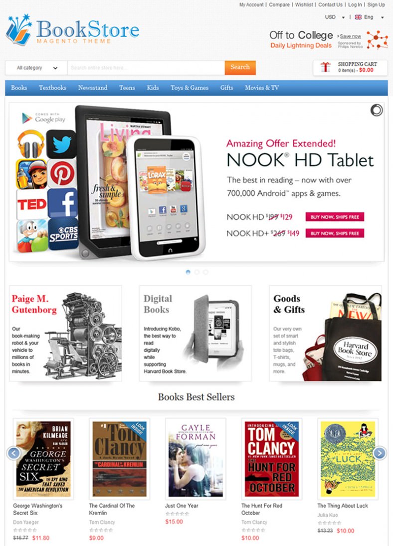 15+ Best Magento Bookstore Templates Free & Premium Themes Free