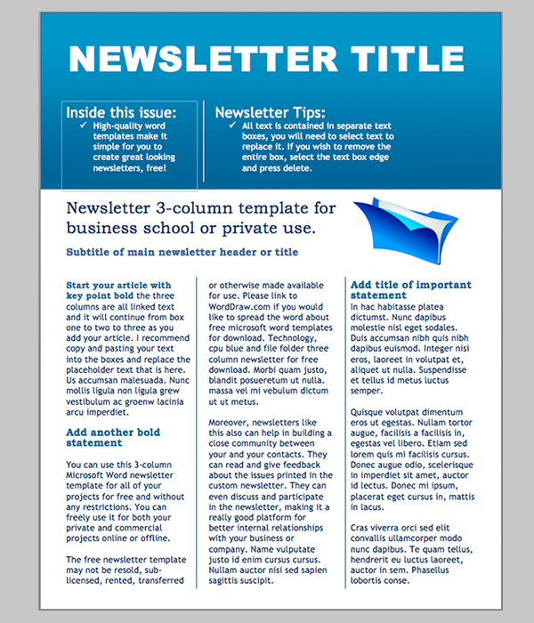 free newsletter templates for microsoft word 2010