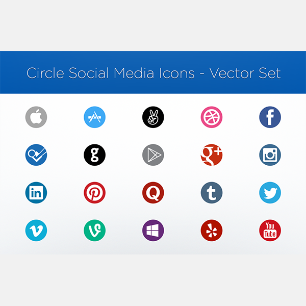 circle social media icons vector set