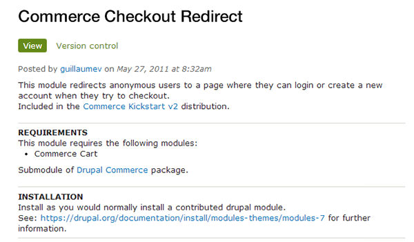 commerce checkout redirect