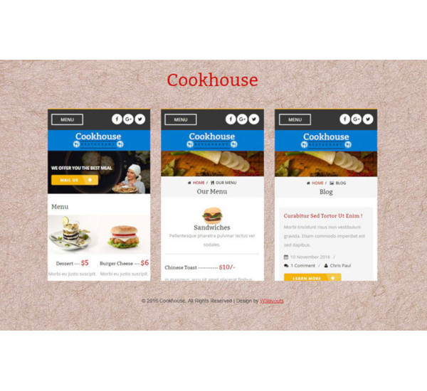 cookhouse mobile app bootstrap web template