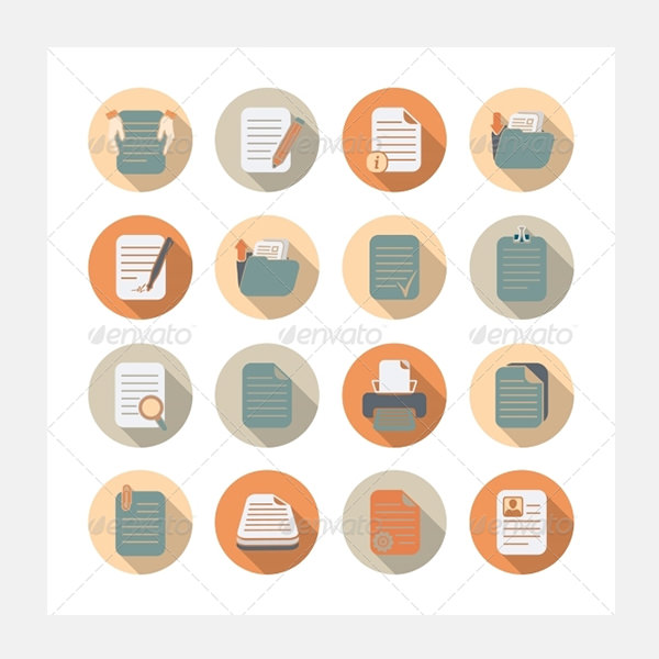 documents files and folders icons set