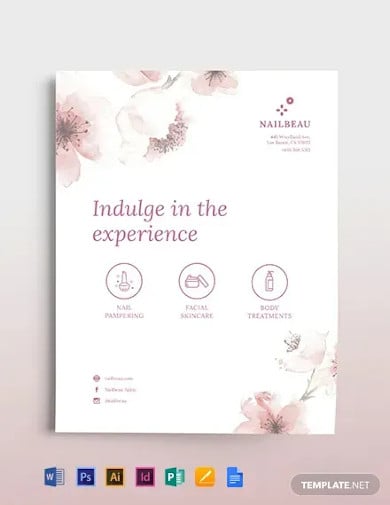 elegant nail salon flyer template