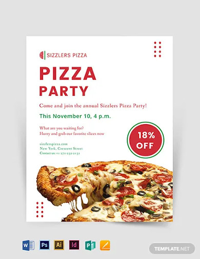 elegant pizza party flyer template