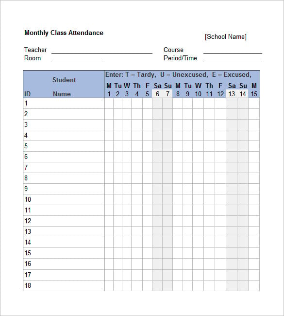 free attendance tracking forms
