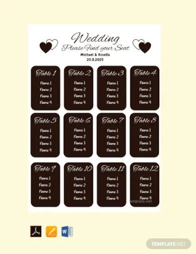 free blank wedding seating chart template