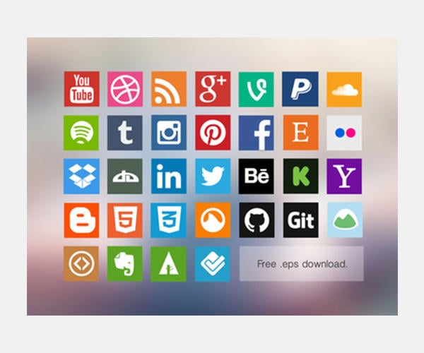 free flat social media icon set