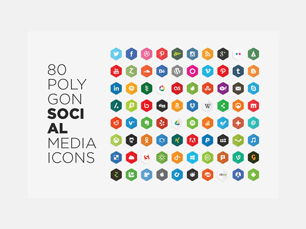 free vector polygon social media icons