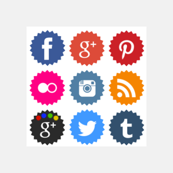 free jagged edge coloured social media icons