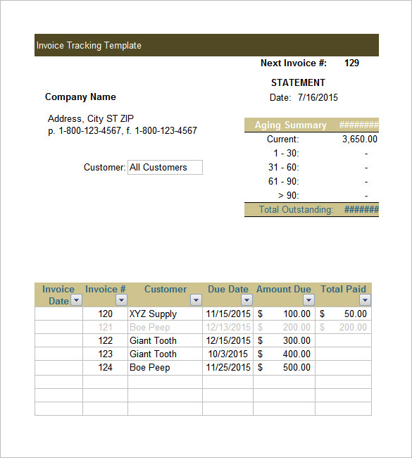 Invoice Tracking Spreadsheet Template Best Business Professional Template