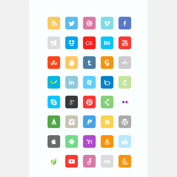 premium flat social icon set
