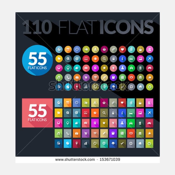 set of flat icons for mobile app and web