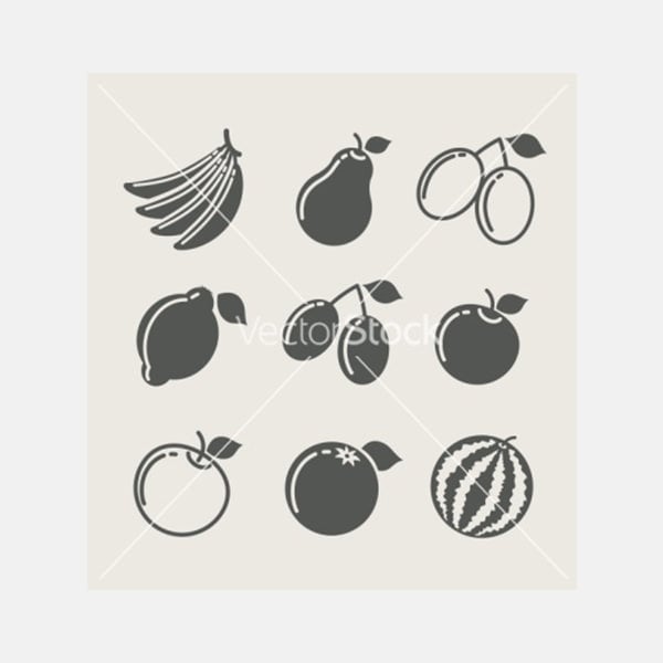 set of fruit food icon vector