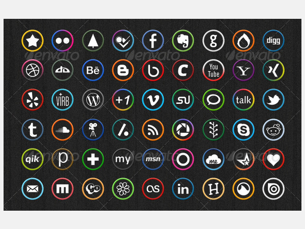 shiny rings social icons