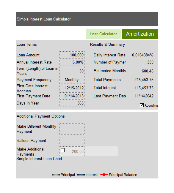 simple interest loan calculator