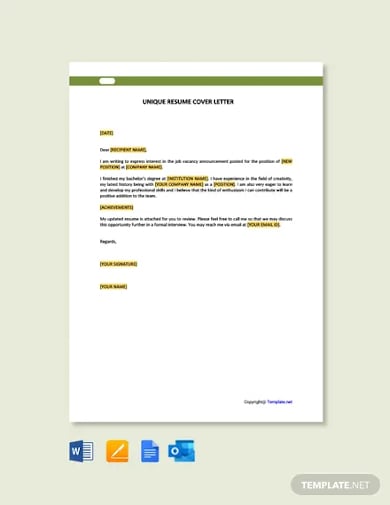 unique resume cover letter template