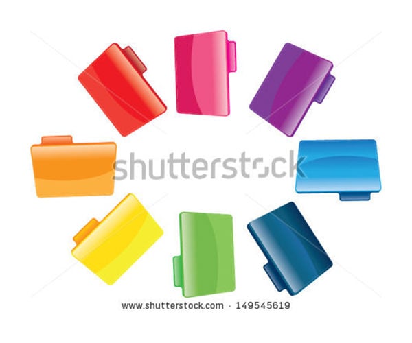 colorful folders on the white background