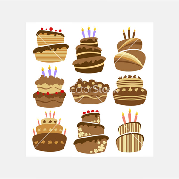 abstract birthday cake set vector