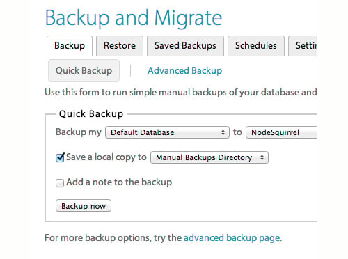backup and migrate