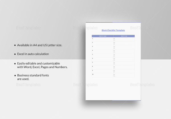 blank checklist template to edit