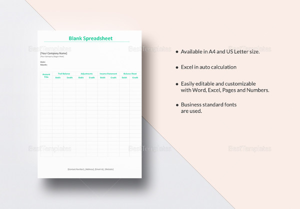 blank spreadsheet template in excel