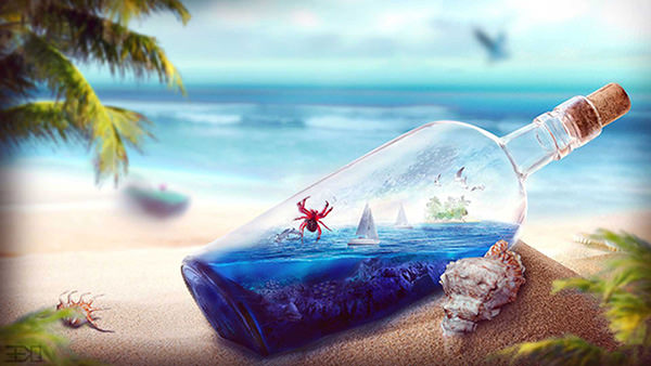 bottle message wallpaper copy