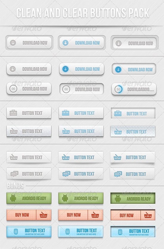 clear buttons pack ui design