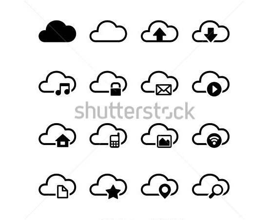 cloud storage icons set