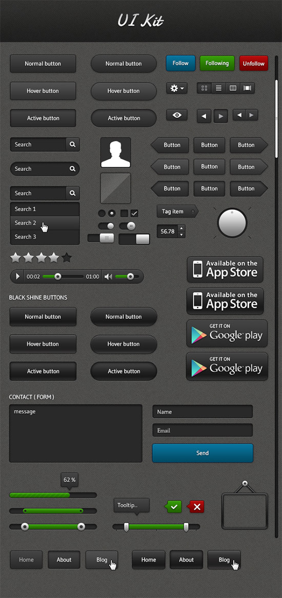 57+ UI Button Designs, Elements & Kits Collection Free PSD, AI