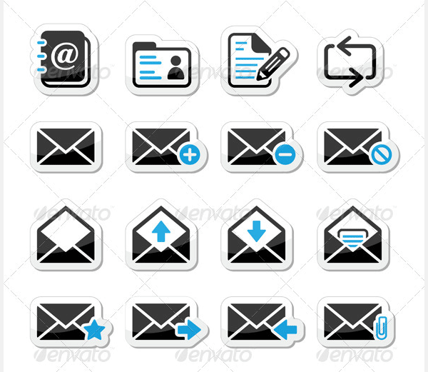 email mailbox vector icons set as labels