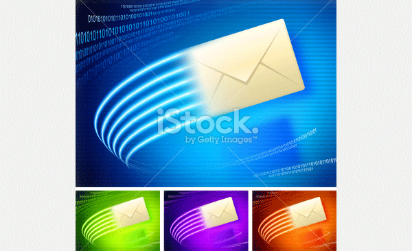 email on binary code lights background
