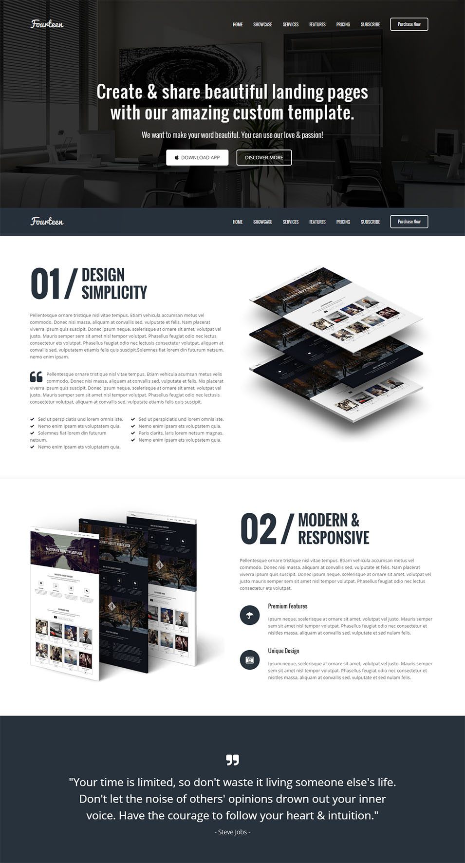 fourteen responsive landing page template