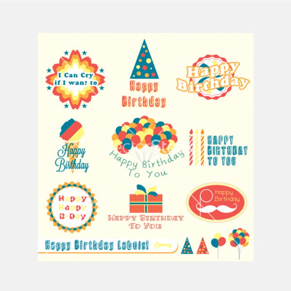 happy birthday labels vector
