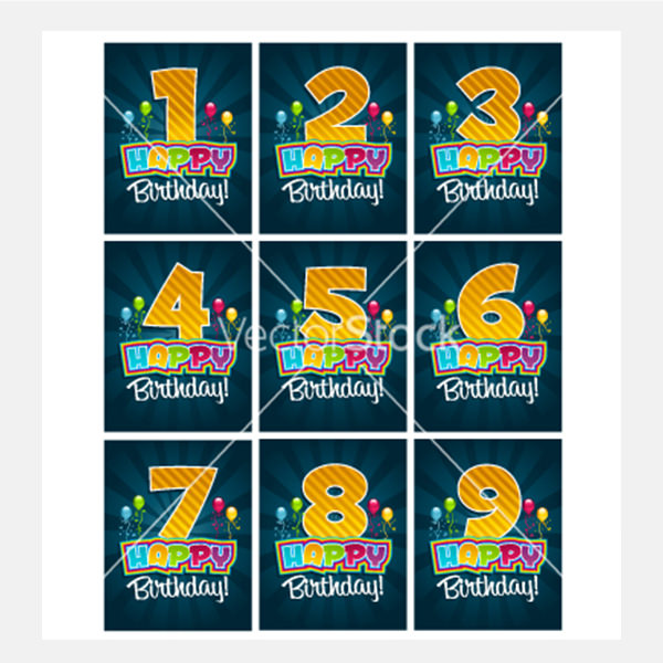 happy birthday numbers vector