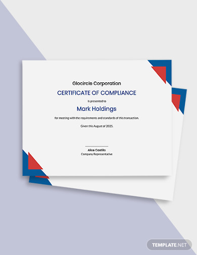 printable certificate of compliance template