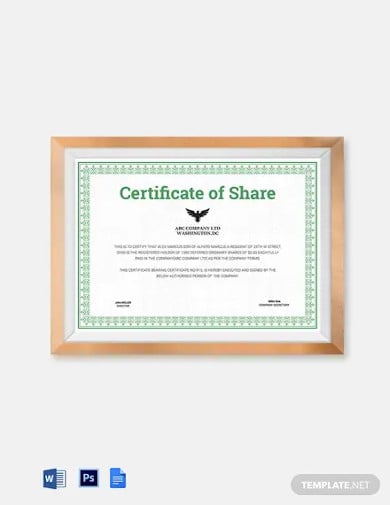 printable share certificate template